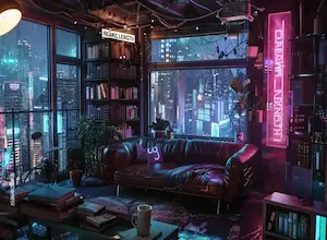 Cyberpunk / Futuristic Tech interior design style